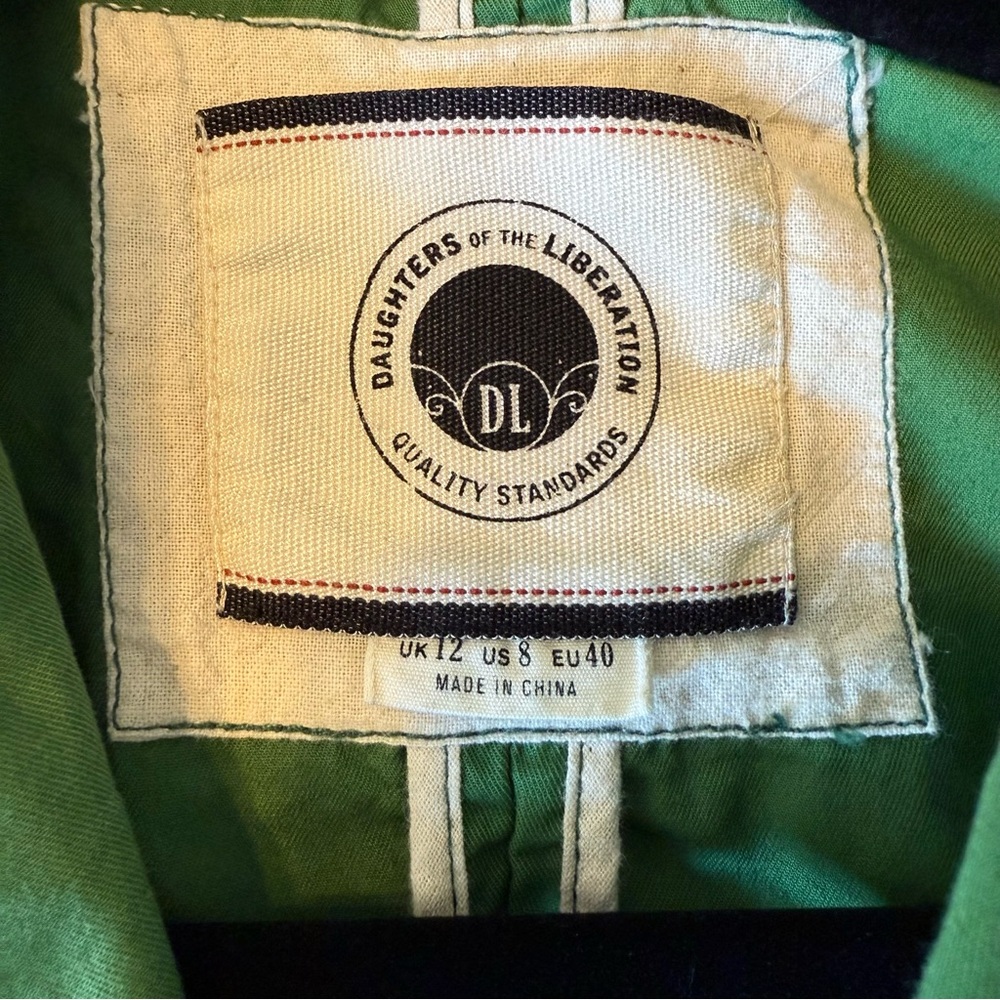Daughters of the Liberation Blazer Jacket Green Cotton Womens 8 - Picture 2 of 13